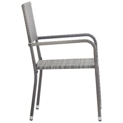 Ensemble à manger de jardin 5pcs gris/noir résine tressée/acier 