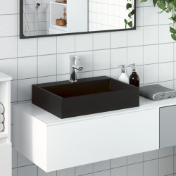 Vasque 50x38x11 cm fonte minérale/marbre noir mat 