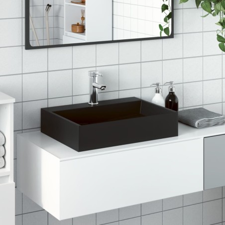 Vasque 50x38x11 cm fonte minérale/marbre noir mat 