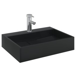 Vasque 50x38x11 cm fonte minérale/marbre noir mat 