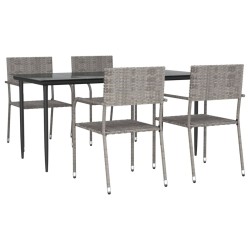 Ensemble à manger de jardin 5 pcs Gris Résine tressée 