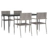 Ensemble à manger de jardin 5 pcs Gris Résine tressée 