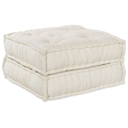 Canapé pouf modulable 2 placesconvertible en tissu crème 