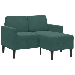 Canapé 2 places avec méridienne en L vert foncé 125 cm velours 