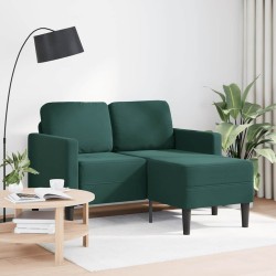 Canapé 2 places avec méridienne en L vert foncé 125 cm velours 