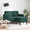 Canapé 2 places avec méridienne en L vert foncé 125 cm velours 