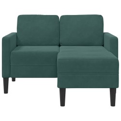 Canapé 2 places avec méridienne en L vert foncé 125 cm velours 