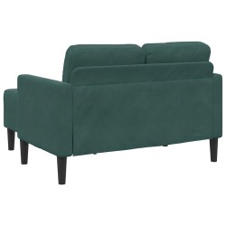 Canapé 2 places avec méridienne en L vert foncé 125 cm velours 