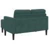 Canapé 2 places avec méridienne en L vert foncé 125 cm velours 