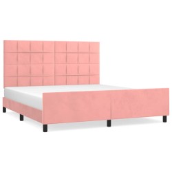 Cadre de lit sans matelas rose velours 