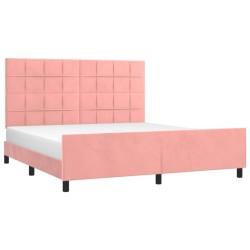 Cadre de lit sans matelas rose velours 
