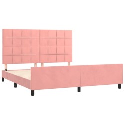 Cadre de lit sans matelas rose velours 