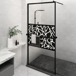 Paroi de douche avec étagère Noir 115x195cm Verre ESG&Aluminium 