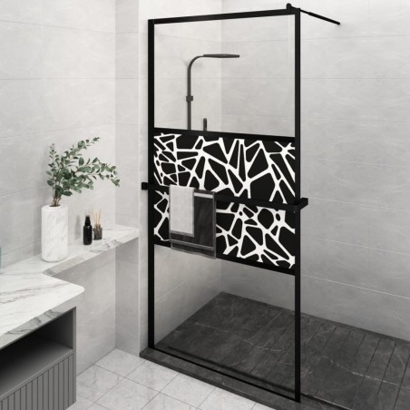 Paroi de douche avec étagère Noir 115x195cm Verre ESG&Aluminium 