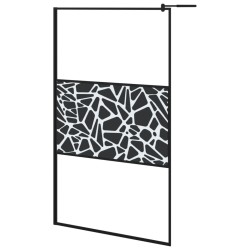 Paroi de douche avec étagère Noir 115x195cm Verre ESG&Aluminium 