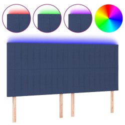 Tête de lit à LED Bleu 160x5x118/128 cm Tissu 