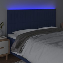Tête de lit à LED Bleu 160x5x118/128 cm Tissu 
