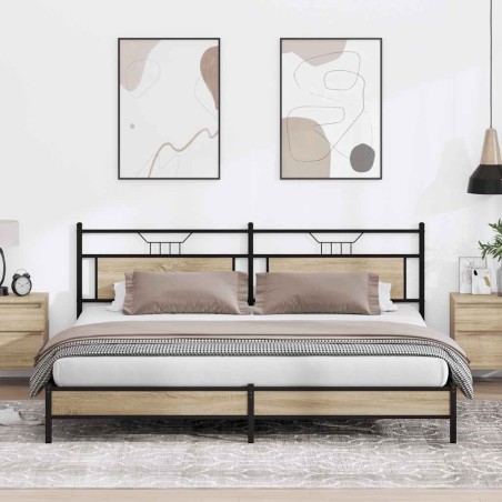 Cadre de lit en métal sans matelas chêne sonoma 193x203 cm 