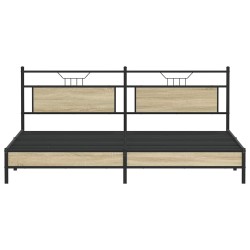Cadre de lit en métal sans matelas chêne sonoma 193x203 cm 