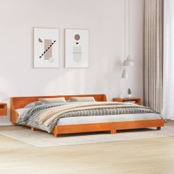 Cadre de lit sans matelas cire marron 200x200cm bois pin massif 