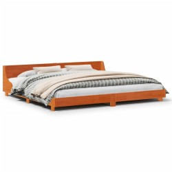 Cadre de lit sans matelas cire marron 200x200cm bois pin massif 