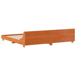 Cadre de lit sans matelas cire marron 200x200cm bois pin massif 