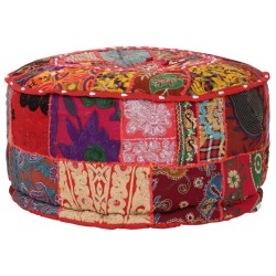 Pouf rond en coton fait à la main 40 x 20 cm Rouge 