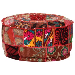 Pouf rond en coton fait à la main 40 x 20 cm Rouge 