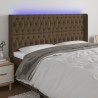 Tête de lit à LED Marron foncé 203x16x118/128 cm Tissu 