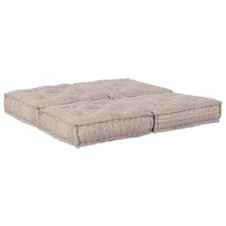 Canapé pouf modulable 2 places convertible en tissu beige clair 