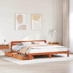 Cadre de lit sans matelas cire marron 180x200cm bois pin massif 