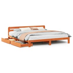Cadre de lit sans matelas cire marron 180x200cm bois pin massif 