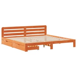 Cadre de lit sans matelas cire marron 180x200cm bois pin massif 