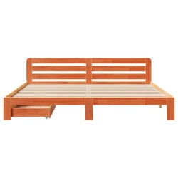 Cadre de lit sans matelas cire marron 180x200cm bois pin massif 