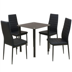 Ensemble table et chaise de salle à manger 5 pièces noir 