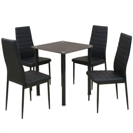 Ensemble table et chaise de salle à manger 5 pièces noir 