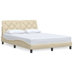 Cadre de lit sans matelas crème 140x190 cm tissu 