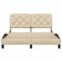 Cadre de lit sans matelas crème 140x190 cm tissu 