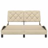 Cadre de lit sans matelas crème 140x190 cm tissu 