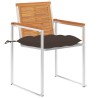 Chaises de jardin avec coussins lot de 2 Acacia solide et acier 