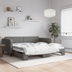 Lit de jour avec gigogne sans matelas gris foncé 90x190 cm 