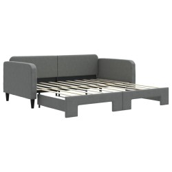 Lit de jour avec gigogne sans matelas gris foncé 90x190 cm 