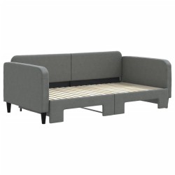 Lit de jour avec gigogne sans matelas gris foncé 90x190 cm 