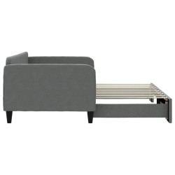 Lit de jour avec gigogne sans matelas gris foncé 90x190 cm 