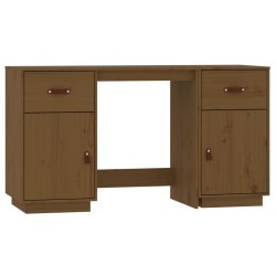 Bureau avec armoires Marron miel 135x50x75cm Bois massif de pin 