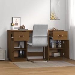 Bureau avec armoires Marron miel 135x50x75cm Bois massif de pin 