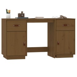 Bureau avec armoires Marron miel 135x50x75cm Bois massif de pin 