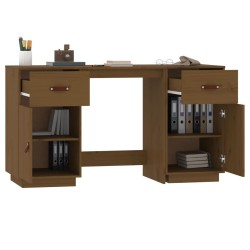 Bureau avec armoires Marron miel 135x50x75cm Bois massif de pin 