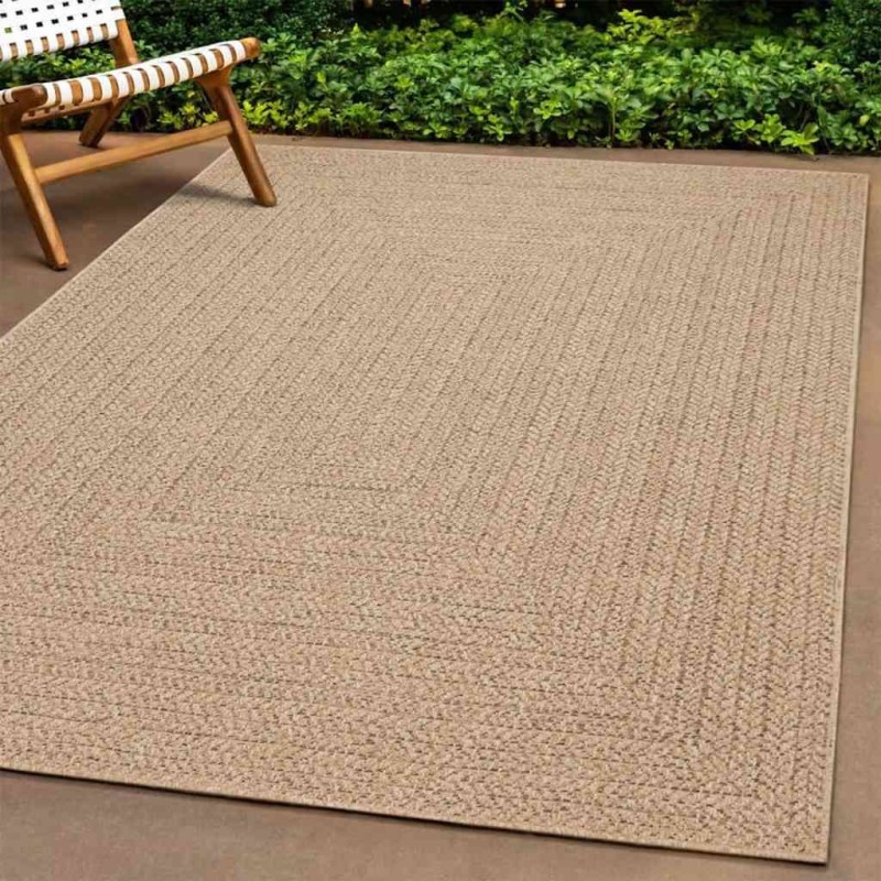 Tapis ZIZUR 120x120 cm aspect de jute intérieur et extérieur 
