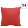 Coussins de canapé lot de 4 rouge 60x60 cm tissu 